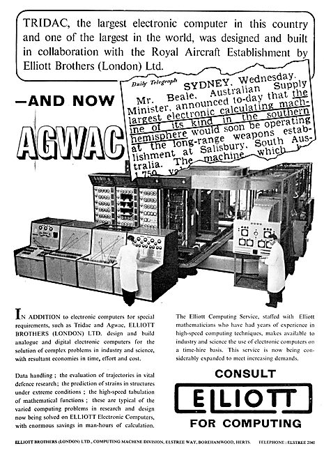Elliott Brothers TRIDAC Electronic Computer - AGWAC Computer     