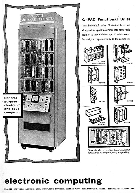 Elliott Brothers G-PAC Analogue Computer - List Of Units         