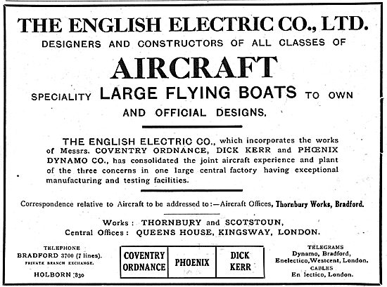 The English Electric Co. Designers & Constructors Of Flying Boats