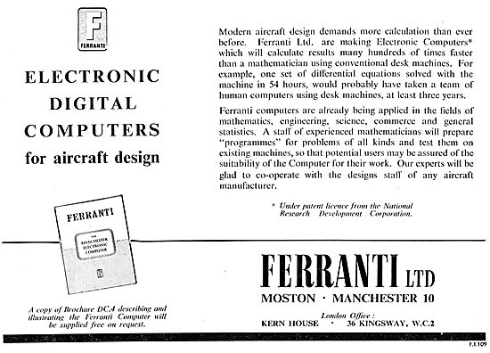 Ferranti Electronic Digital Computers For Aircraft Design        