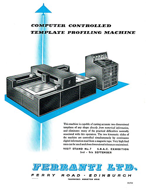 Ferranti Computer Controlled Template Profiling Machines         