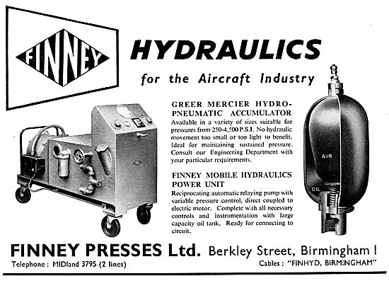 Finney Presses Greer Mercier Hydro-Pneumatic Accumulator         