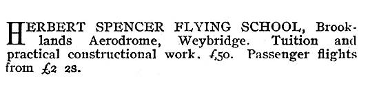 The Herbert Spencer Flying School Brooklands Weybridge           