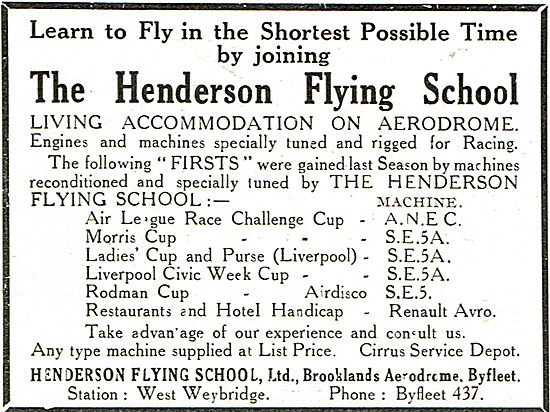 The Henderson Flying School Brooklands Aerodrome                 