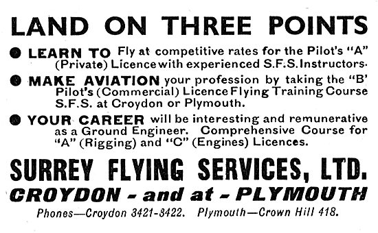 Surrey Flying Services Flying School - Croydon & Plymouth        
