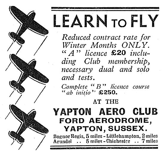 Yapton Aero Club - Ford Aerodrome, Sussex                        