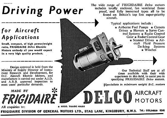 Delco Aircraft Electric Motors Made By Frigidaire                