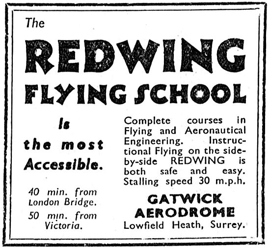 Redwing Flying School. Gatwick Aerodrome 1933                    