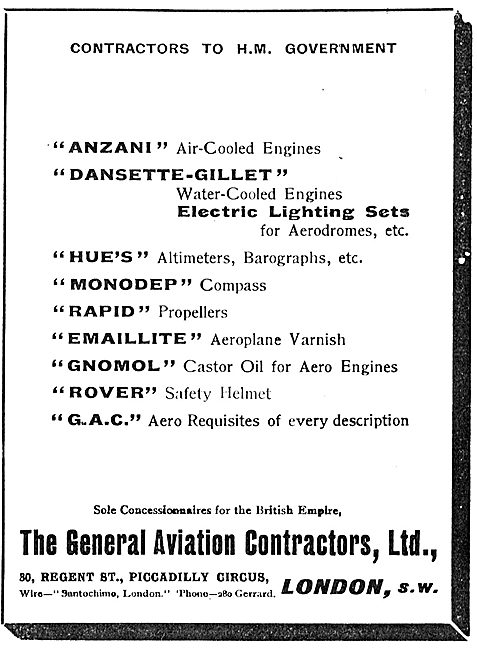 General Aviation Contractors - Concessionaires For Anzani Engines