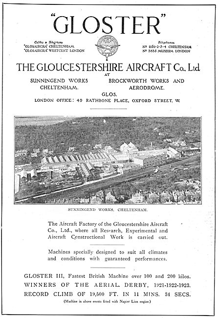 Gloster Aircraft Works. Sunningend Cheltenham                    