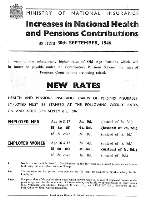 Ministry Of National Insurance - PAYE Contributions 1946         