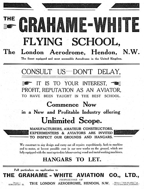 Grahame-White. London Aerodrome Hendon                           