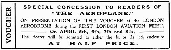 London Aerodrome Hendon Events Easter 1912. Grahame-White        
