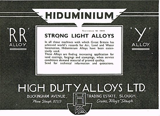 High Duty Alloys Hiduminium                                      