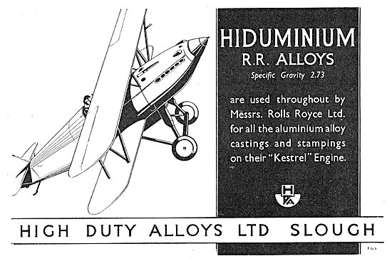 High Duty Alloys - Hiduminium RR Alloys - Kestrel                