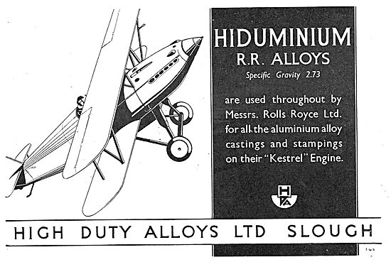 High Duty Alloys - HDA Hiduminium RR Alloys: Rolls Royce Kestrel 