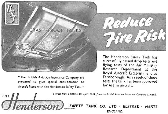 Henderson Safety Aircraft Fuel Tanks Reduce Fire Risk            