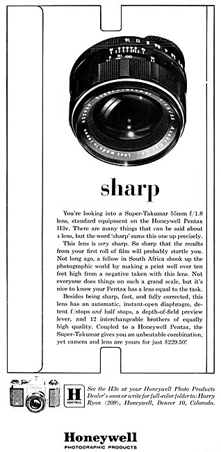 Honeywell Super-Takumar f1/8 Lens 1963 - Pentax                  