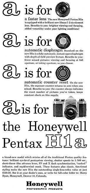 Honeywell Pentax H1A Camera 1963                                 