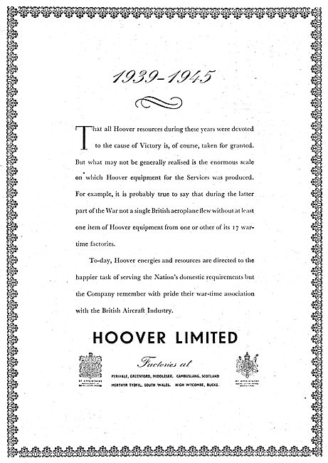 Hoover Vacuum Cleaners & Electrical Appliances 1950              