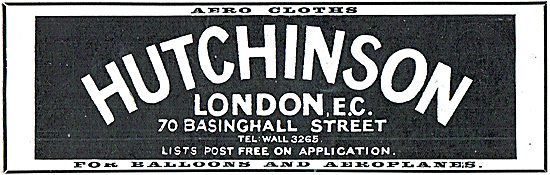 Hutchinson Aeroplane Aerocloths  - 70 Basinghall Street London EC