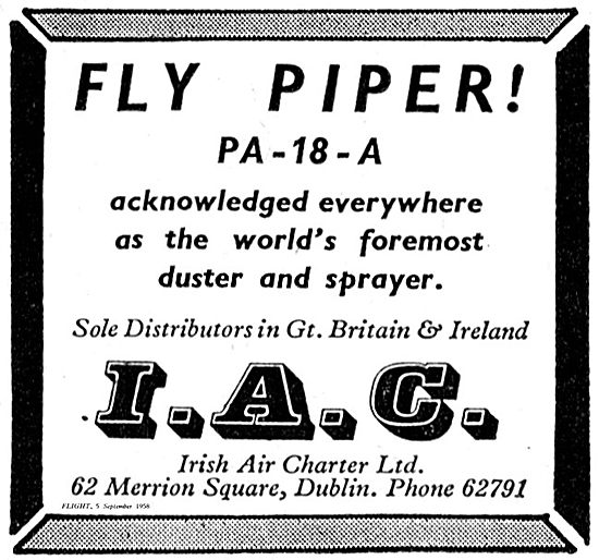 Irish Air Charter. Distributors Piper PA 18 Crop Sprayer Aircraft