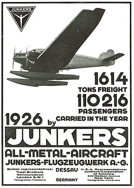 1613 Tons Of Freight & 110216 Passengers Carried By Junkers      