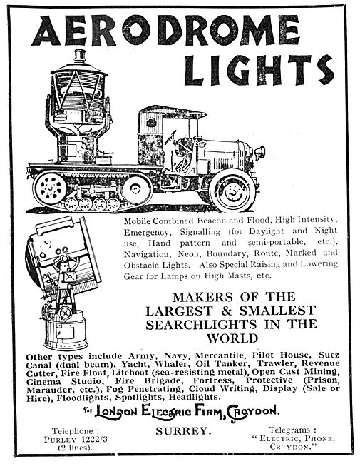 London Electric  Aerodrome Lighting 1929                         