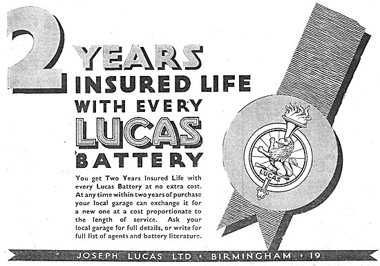Lucas Car Batteries 1939                                         
