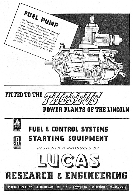Lucas Fuel System Components For Gas Turbine Engines             