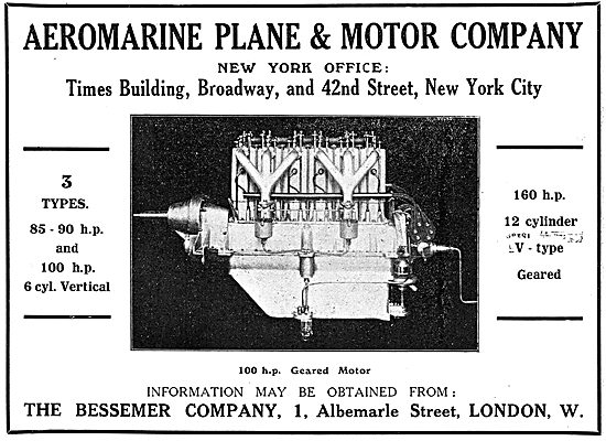 Aeromarine Plane & Motor Company. New York City. Aero Engines    