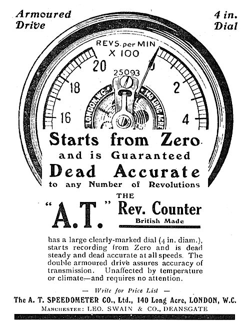 The A.T.Speedometer Co Ltd. A.T. Aero Engine Rev Counter         