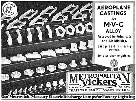 Metrovick MVC Alloy Castings. Metrovick Mercury Electric Lamps   