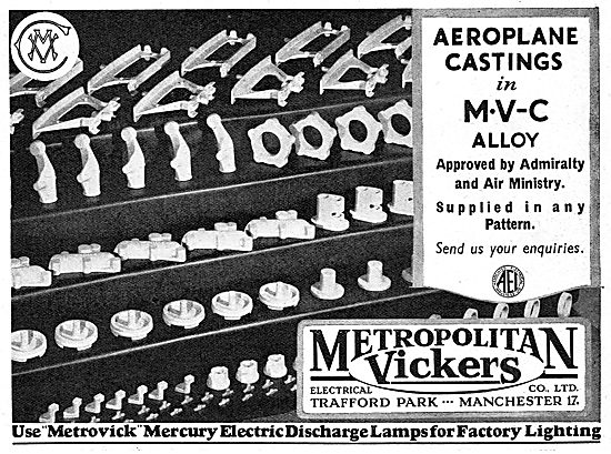 Metrovick Aertoplane Castings In MVC Alloy                       