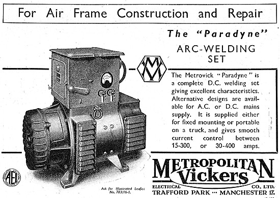 Metrovick Paradyne Arc Welding Set 1946                          