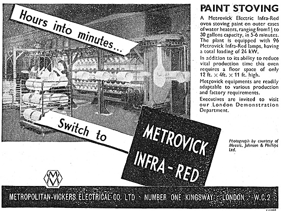 Metrovick Infra-Red Paint Stoving Equipment                      