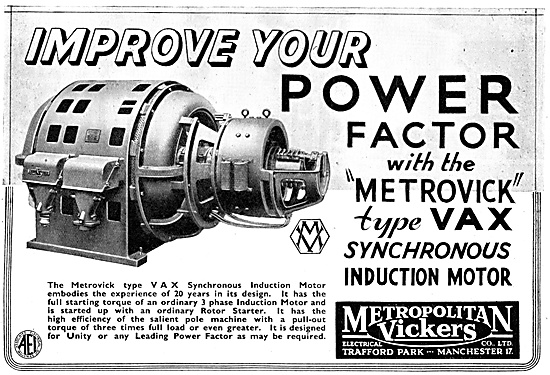 Metrovick VAX Synchronous Induction Mootor                       