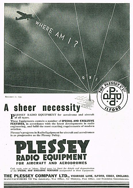 Plessey Radio Equipment For Aerodrome And Aircraft               
