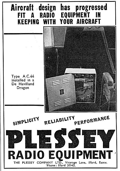 Plessey Radio Equipment For Aircraft: DH Dragon                  
