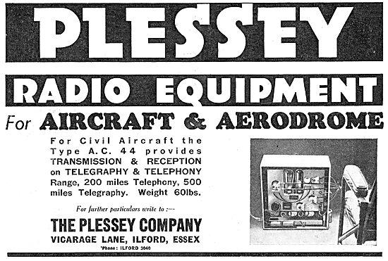 Plessey Radio Equipment For Aircraft & Aerodromes                