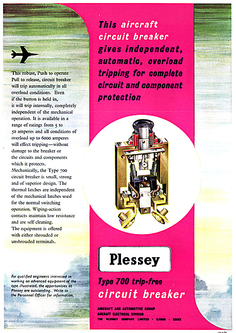 Plessey Electrical Components Type 700 Trip-Free Circuit Breaker 