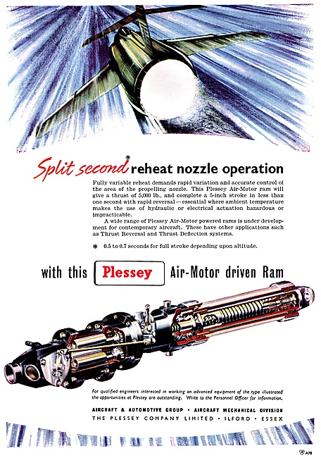 Plessey Aircraft Components. Air-Motor Driven Re-Heat Nozzle Ram 