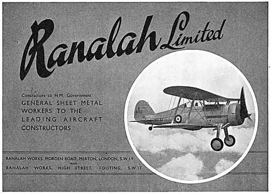 Ranalah Sheet Metal Workers To The Aircraft Industry 1939        