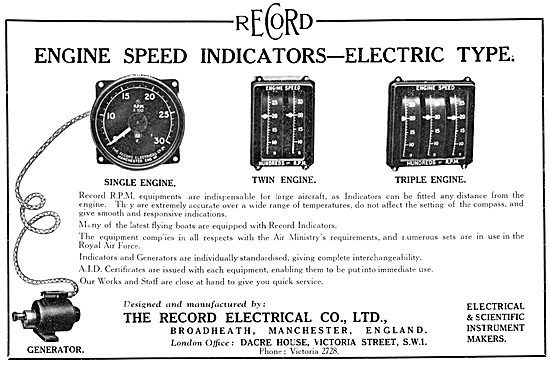 The Record Electrical Company. Electric Engine Speed Indicators  