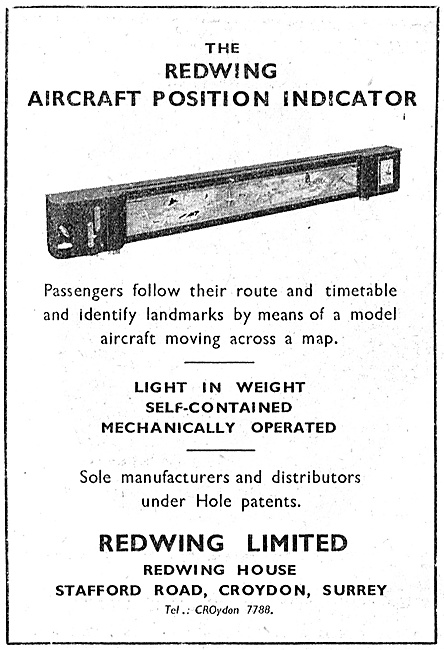 Redwing Aircraft Position Indicator For Passengers 1947          