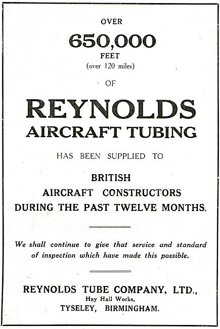 Over 650,000 Feet Of Reynolds Aircraft Tubing Has Been Supplied  