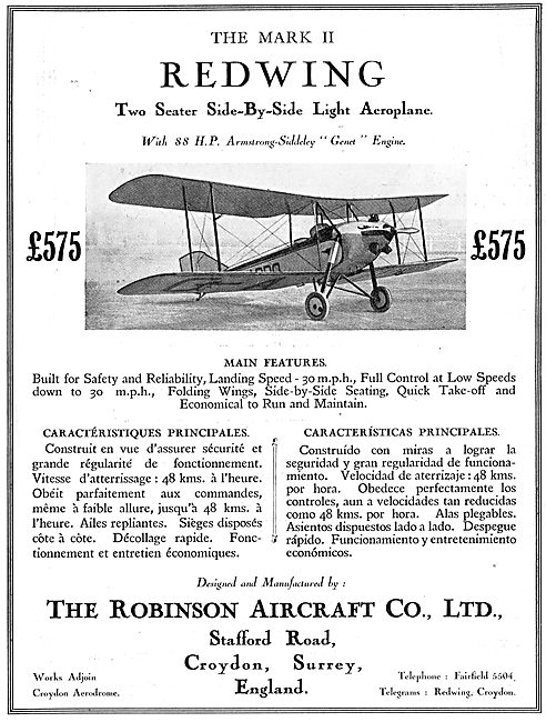 The Robinson Redwing - Genet Engine. £575                        