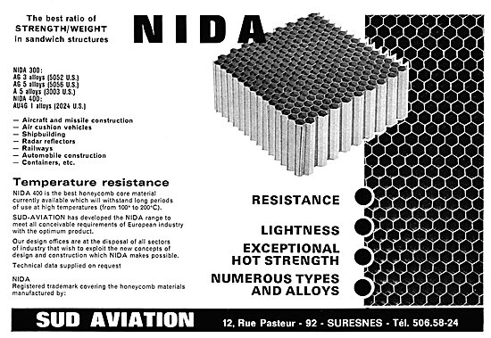 Sud Aviation NIDA 400 Honeycomb Core Material                    