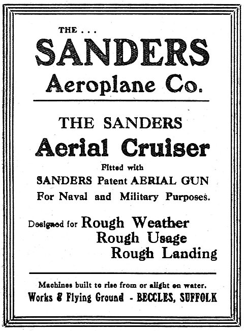 The Sanders Aeroplane Co: The Sanders Aerial Cruiser & Aerial Gun