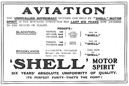 A List Of Shell's Aviation Achievements At Blockpool & Brooklands